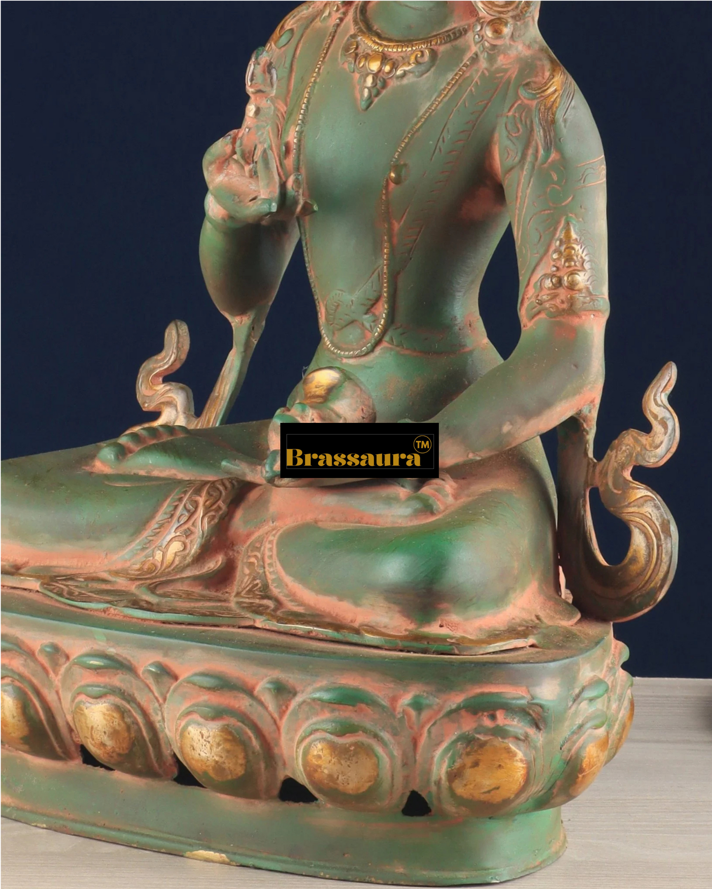 Brassaura™ Pure Brass Vajrasattva Idol – Height 16 Inches, Weight 5.7 Kgs