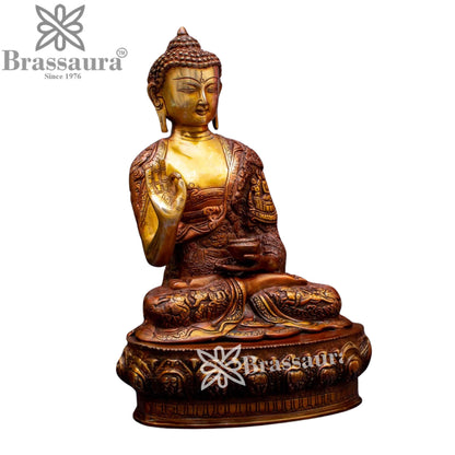 Brass Blessing Buddha Weight 7.5 kg & Height 14 Inch