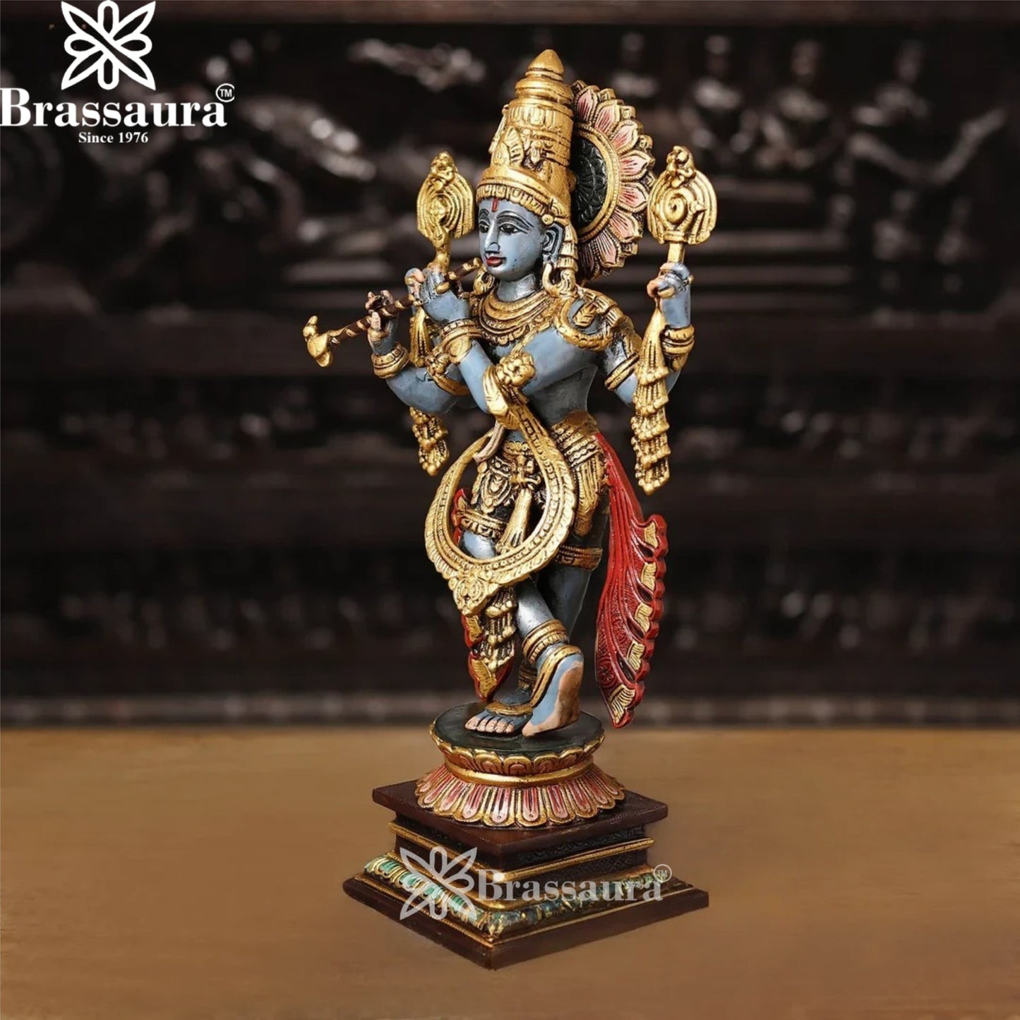 Brass Krishna Murti Weight 9.91 Kg And Height 19 Inch