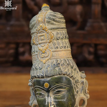 Brass Vintage Parvati Head Statue Weight 4.92 Kg And Height 12 Inch
