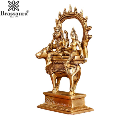 Brass Lord Shiv With Parvati & Nandi Statue Weight 4.8 Kg And Height 30 Inch
