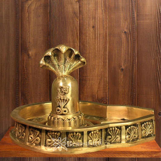 Brass Shivling With Naagraaj Statue Weight 6 Kg And Height 8 Inch