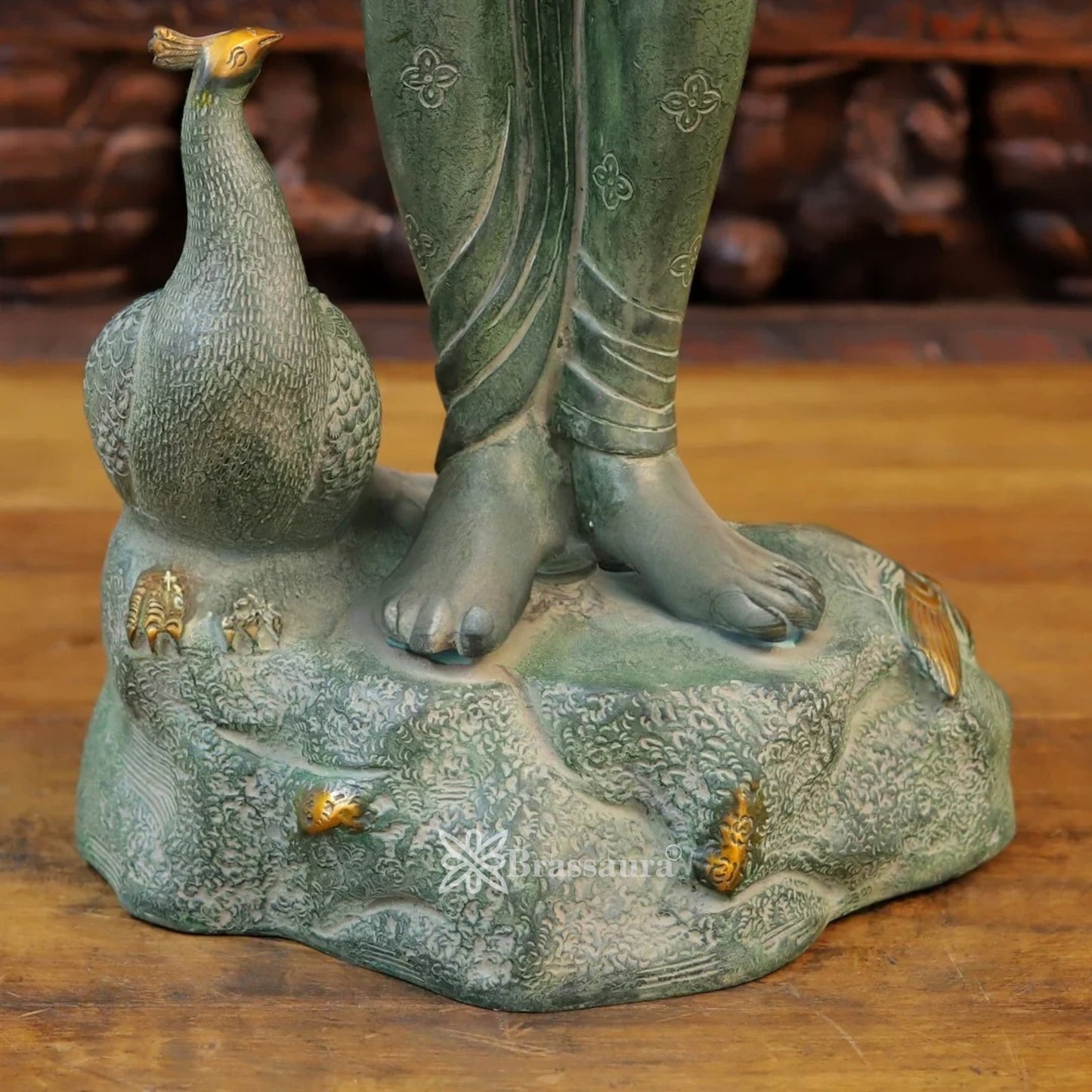 Brass Krishna Murti Weight 14.78 Kg And Height 29 Inch