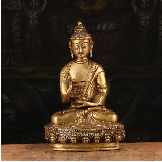 Brass Bhumisprasa Buddha Weight 1.3 kg & Height 7 Inch