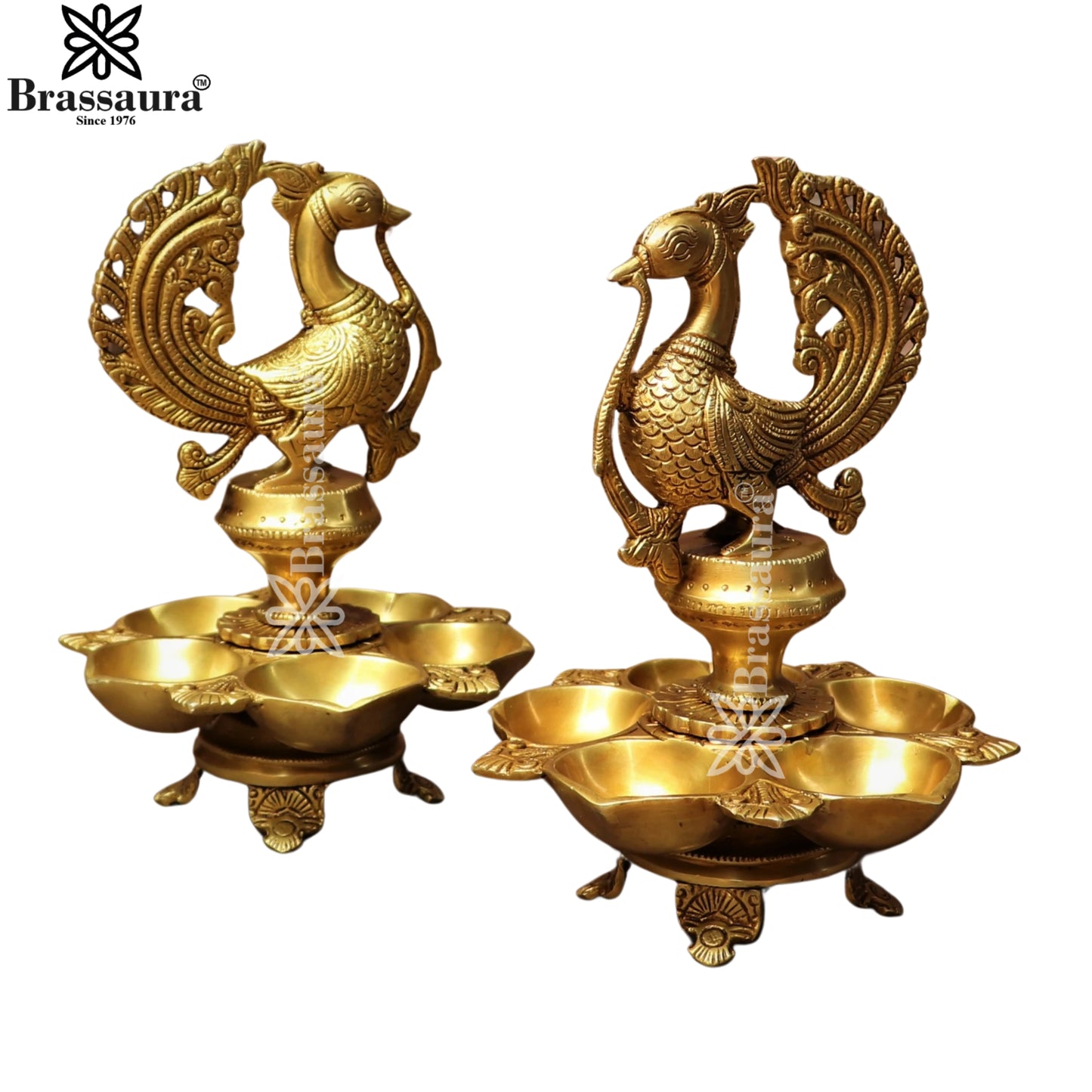 Brass Peacock Diya Weight 7.1 Kg And Height 11 Inch