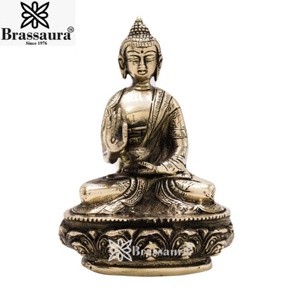 Brass Blessing Buddha Weight 0.9 kg & Height 5.5 Inch
