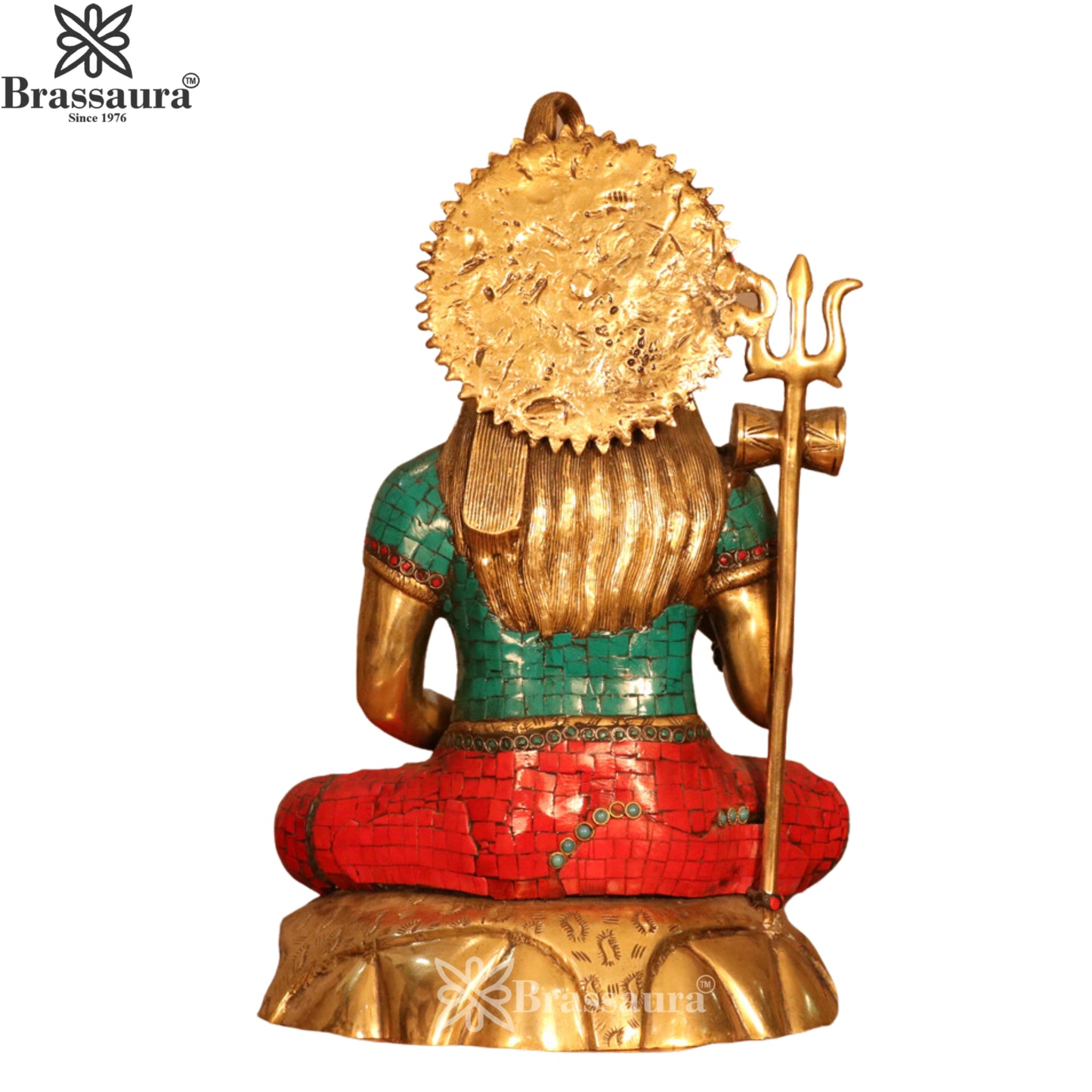 Brassaura™ Lord Shiva Gemstone Brass Sculpture – Height 17.5 Inches & 11.5 Kgs | Temple & Home Décor