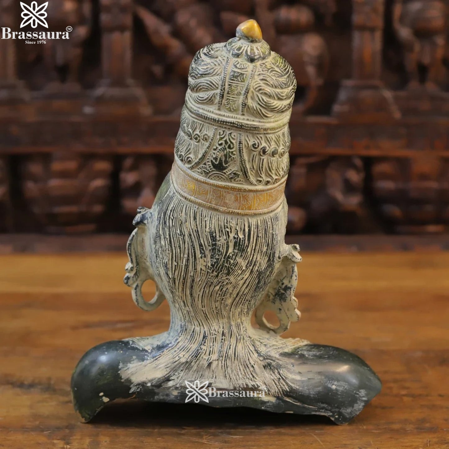 Brass Vintage Parvati Head Statue Weight 4.92 Kg And Height 12 Inch