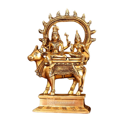 Brass Lord Shiv With Parvati & Nandi Statue Weight 4.8 Kg And Height 30 Inch