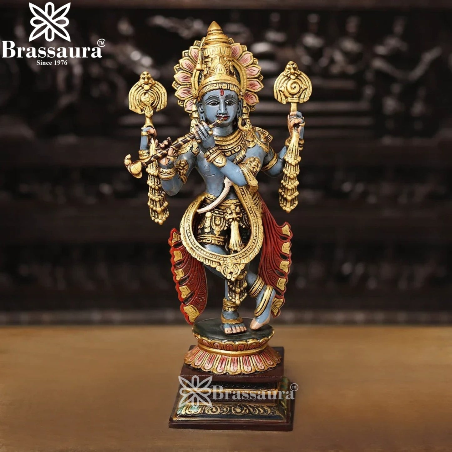 Brass Krishna Murti Weight 9.91 Kg And Height 19 Inch