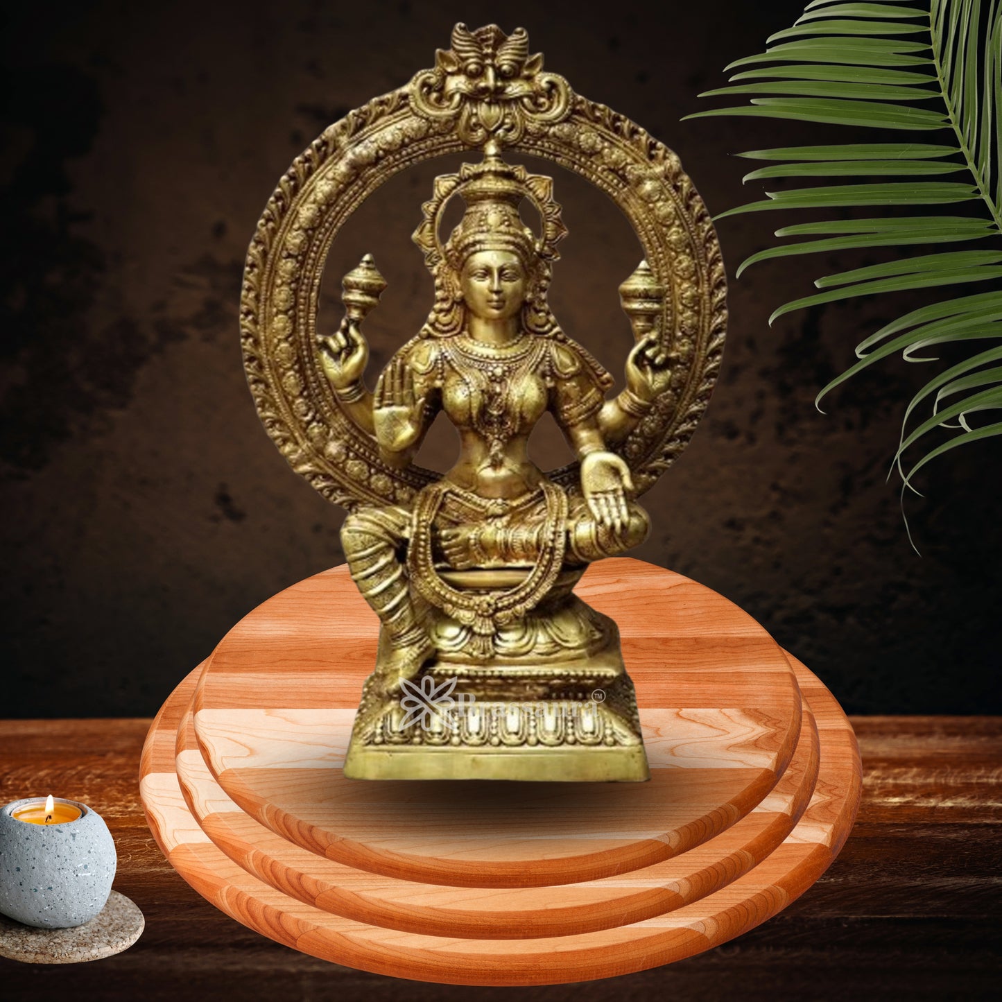 Brassaura™ Devotional Brass Laxmi Murti – Height 43 Inches & Weight 43 Kgs | Temple Statue