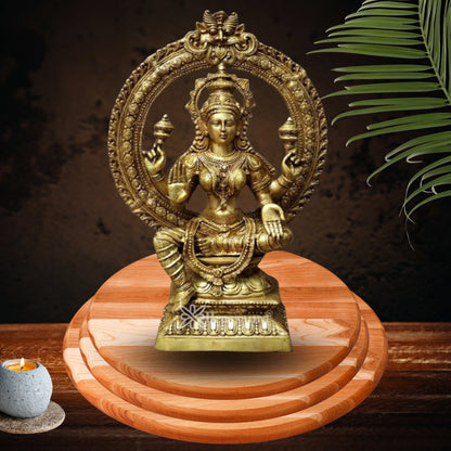 Brassaura™ Devotional Brass Laxmi Murti – Height 43 Inches & Weight 43 Kgs | Temple Statue
