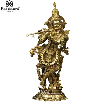 Brass Royal Gold Krishna Murti Weight 13.3 Kg And Height 26 Inch