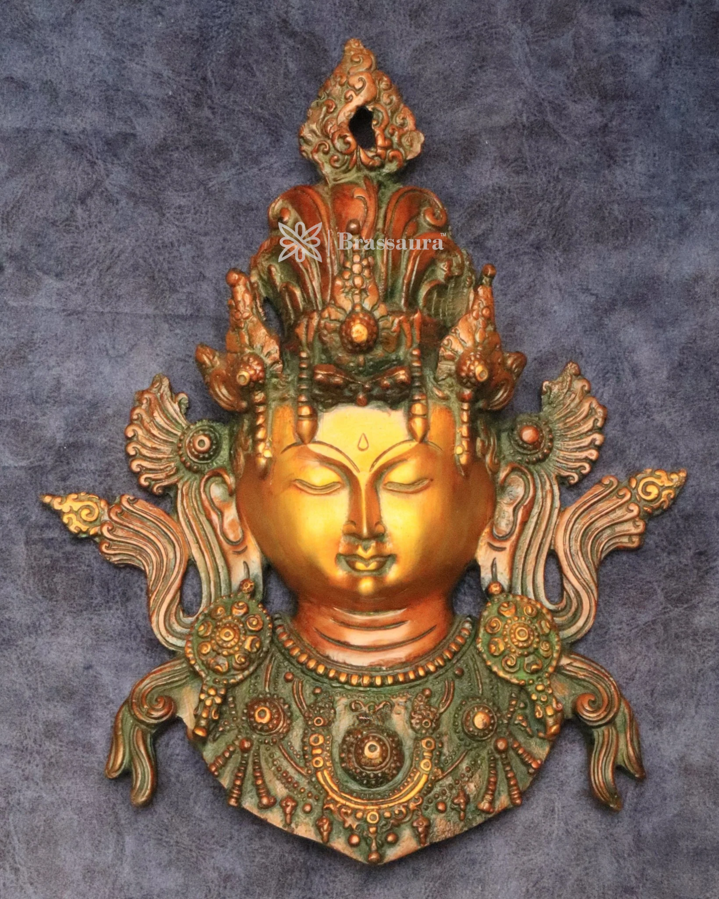 Brassaura™ Antique Dual-Tone Brass Tara Wall Hanging – Height 10.5 Inches | Weight 1.5 Kgs