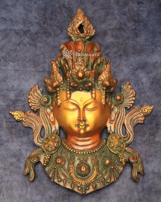 Brassaura™ Antique Dual-Tone Brass Tara Wall Hanging – Height 10.5 Inches | Weight 1.5 Kgs
