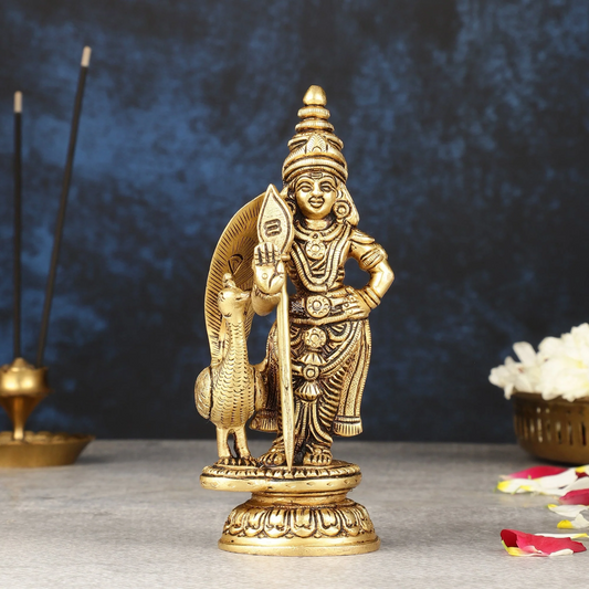 Brassaura™ Pure Brass Balmurugan Idol – 6 Inches Height, 780 Grams – Handcrafted Spiritual Statue