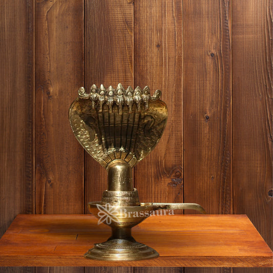 Brass Shivling With Naagraaj Statue Weight 2 Kg And Height 8.5 Inch