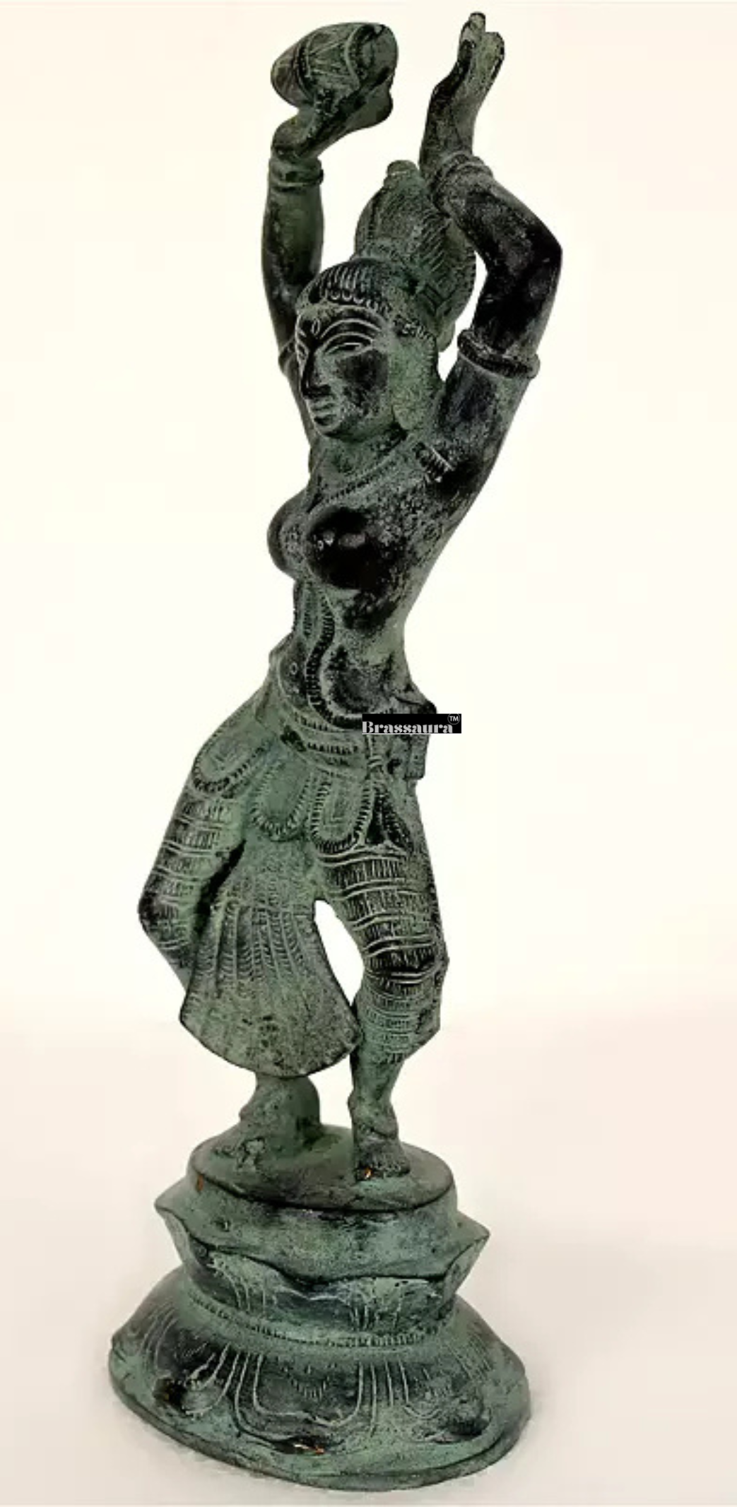 Brassaura™ Dancing Apsara Brass Statue – Height 11.61 inches | Weight 2.55 kgs