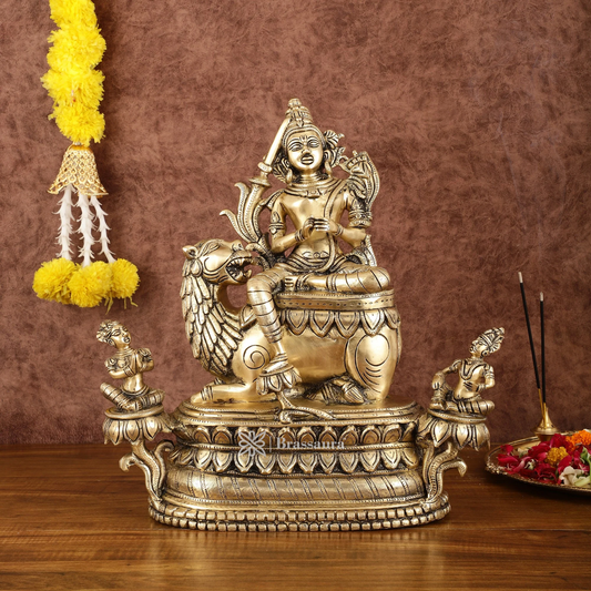 Brassaura™ Brass Tara Devi Idol Seated on Lion – Height 16 Inches | Weight 14 Kgs | Home & Temple Decor