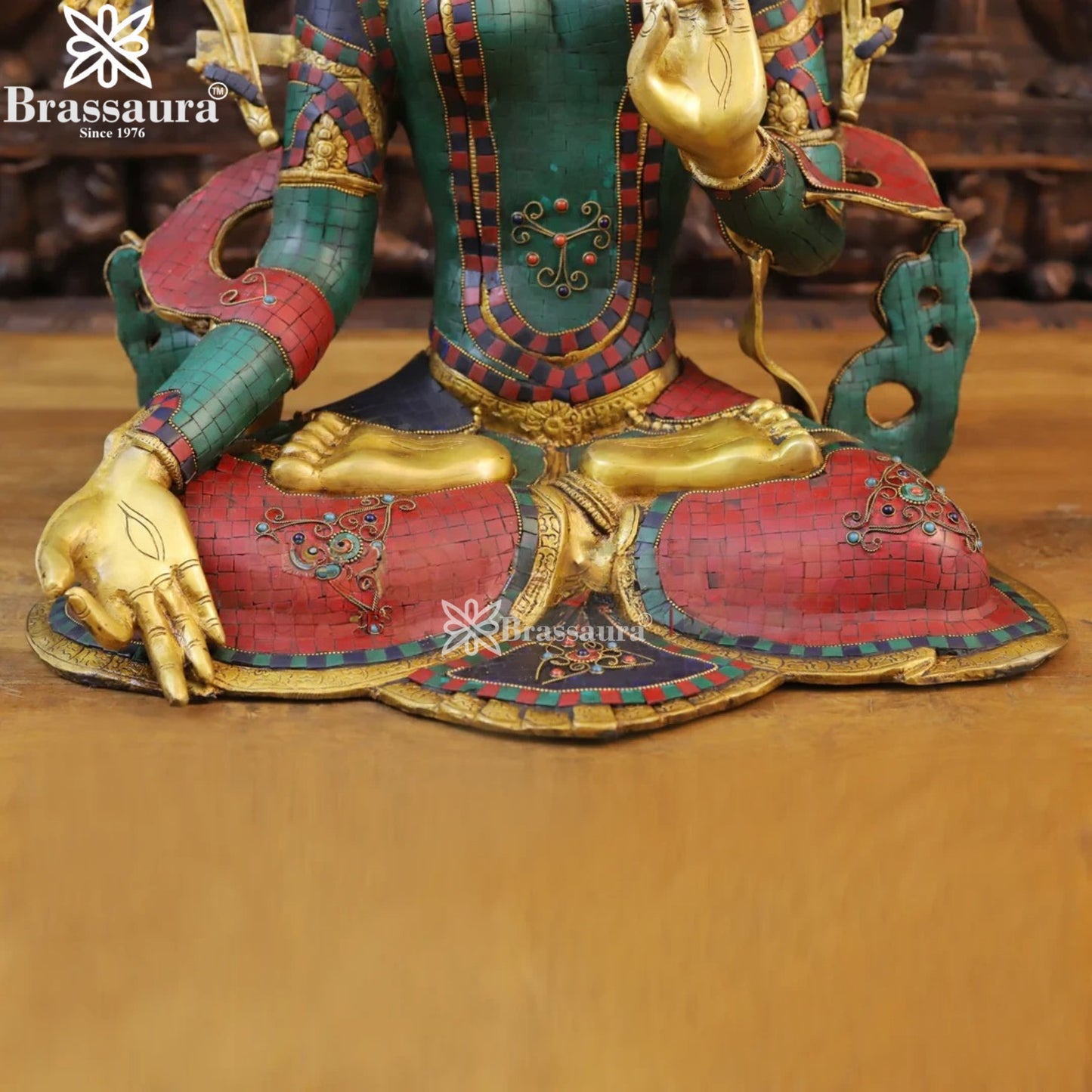 Brass Gem Stone Work Tara Statue Weight 24.26 Kg And Height 27 Inch