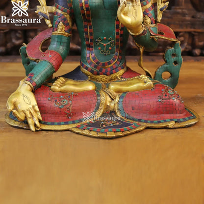 Brass Gem Stone Work Tara Statue Weight 24.26 Kg And Height 27 Inch