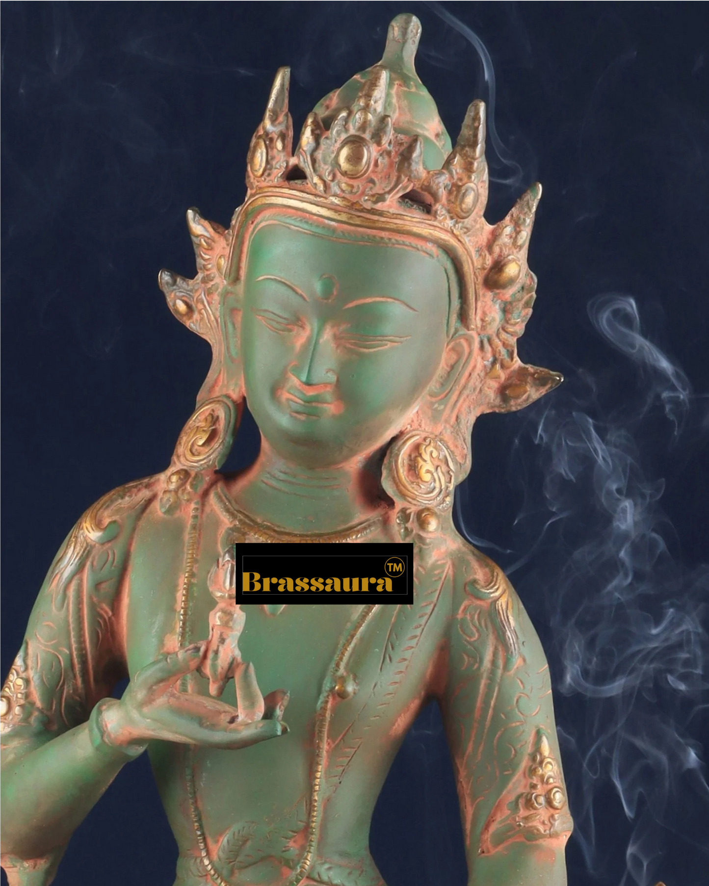 Brassaura™ Pure Brass Vajrasattva Idol – Height 16 Inches, Weight 5.7 Kgs