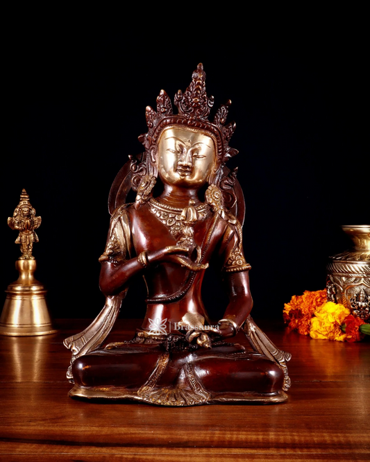 Brassaura™ Brass Chenrezig Statue – Height 10 Inches | Weight 3 Kgs | Dual Tone Finish
