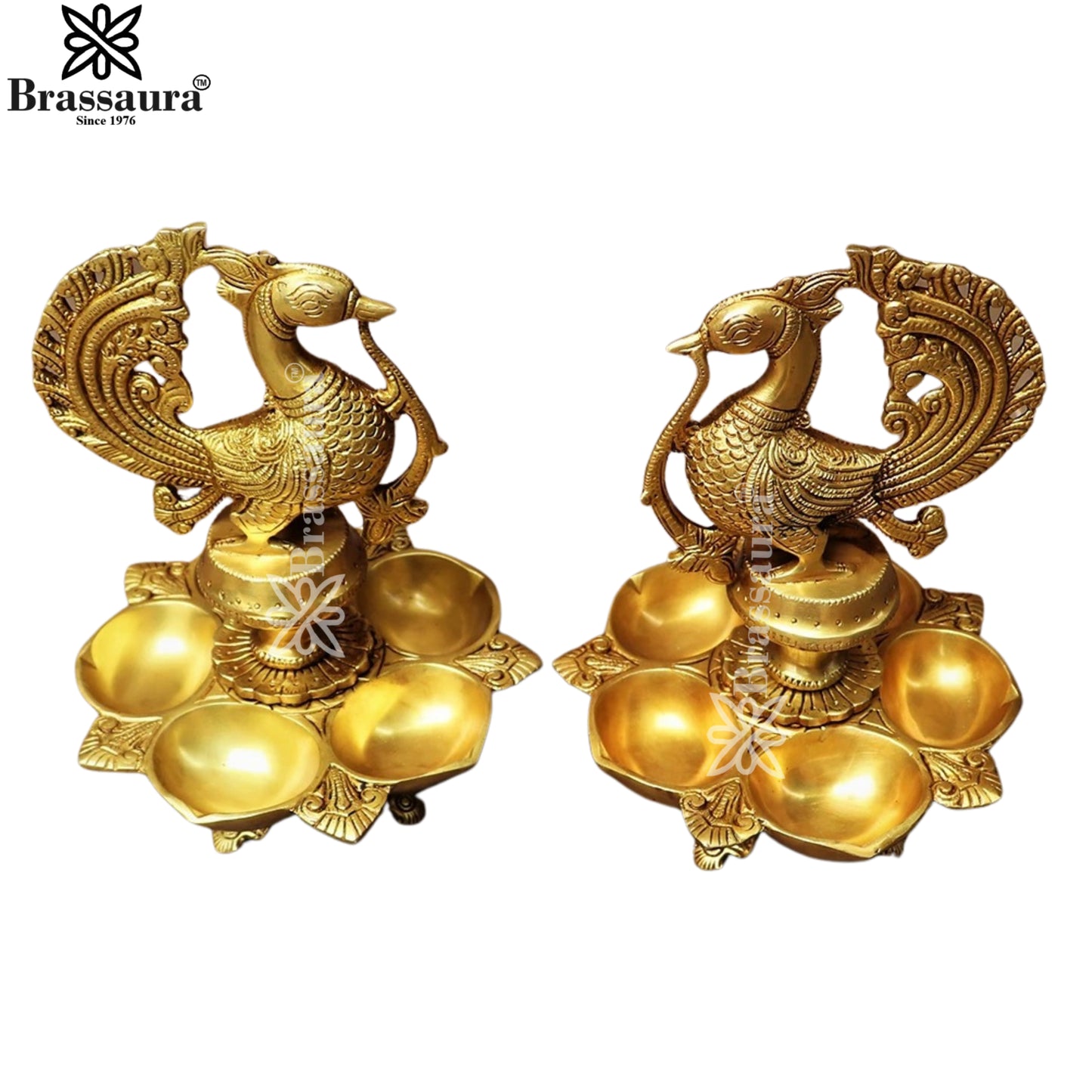 Brass Peacock Diya Weight 7.1 Kg And Height 11 Inch