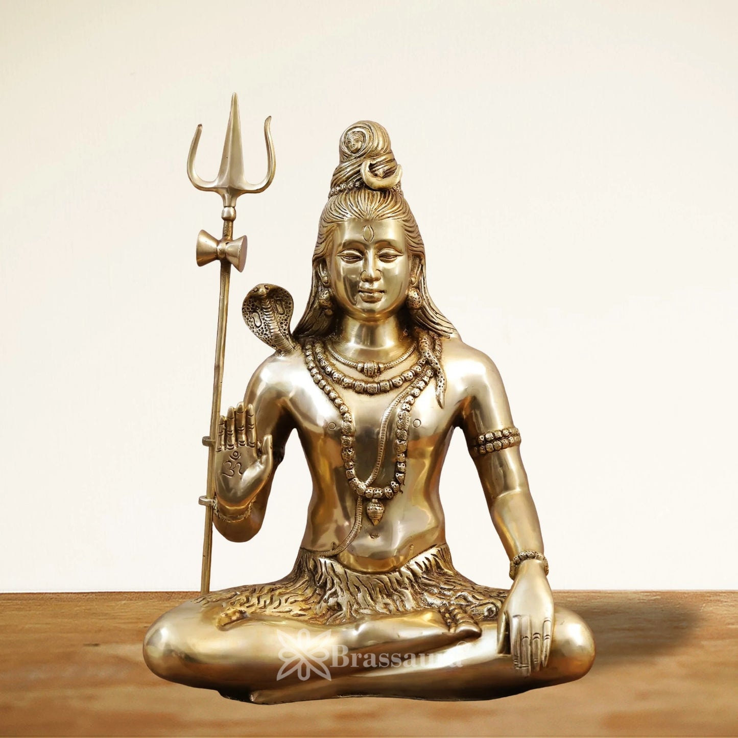 Brassaura™ Artistic Small Brass Shiva Idol – Height 19 Inches & Weight 11.7 Kgs | Devotional Statue