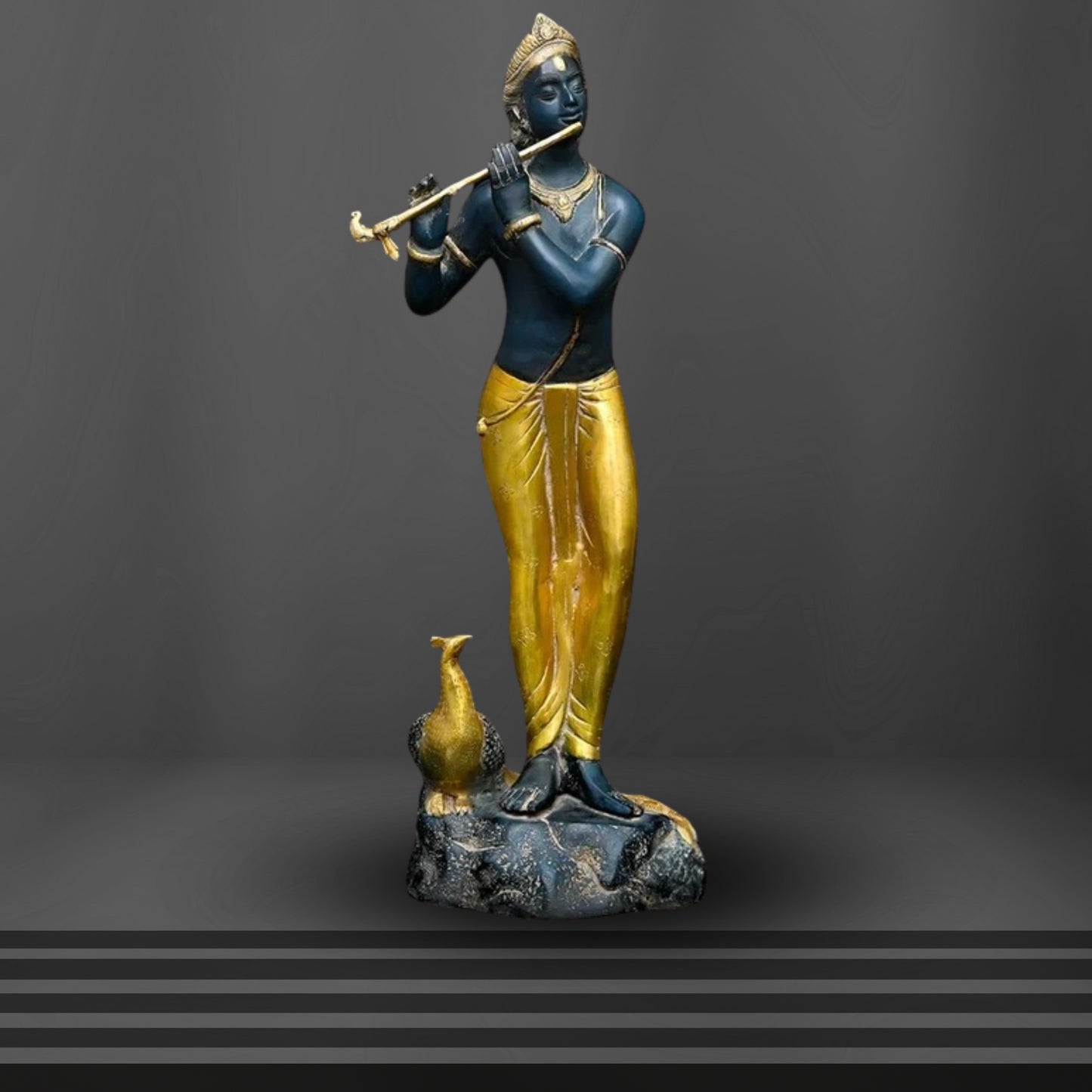 Brass Krishna Murti Weight 14.6 Kg And Height 28.3 Inch