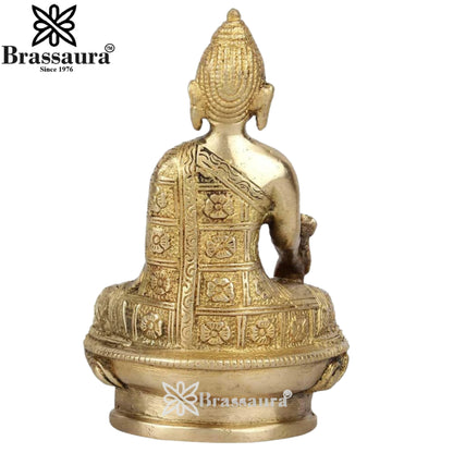 Brass Bhumisprasa Royal Golden Buddha Weight 0.7 kg & Height 5.5 Inch