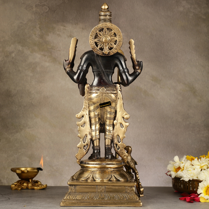Brassaura™ Pure Brass Kartikeya Murugan Swamy Statue – 14 Inches Height, 4.45 Kg – Black Finish