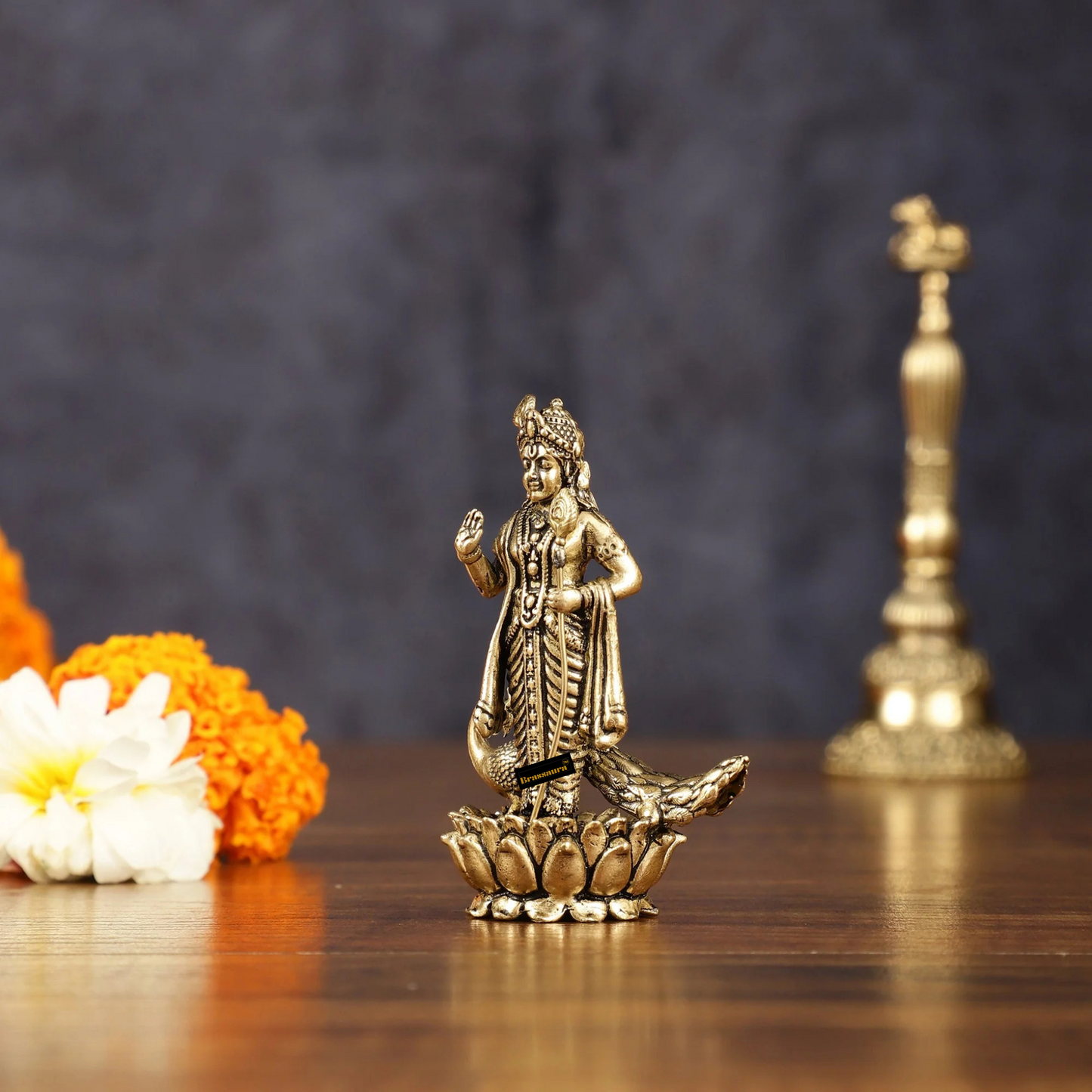 Brassaura™ Pure Brass Murugan Kartikeya Idol – 3 Inches Height, 72 Grams – Miniature Handcrafted Brass Statue