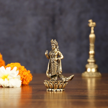 Brassaura™ Pure Brass Murugan Kartikeya Idol – 3 Inches Height, 72 Grams – Miniature Handcrafted Brass Statue