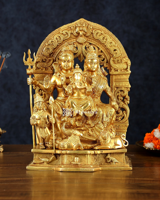 Brass Shiv parivar Idol for Home and Decor | Weight 6.8 Kg Height 12 inch