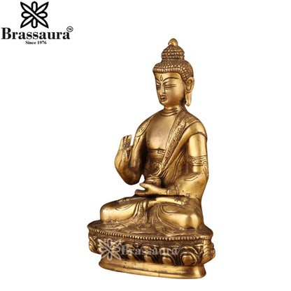 Brass Bhumisprasa Buddha Weight 1.3 kg & Height 7 Inch