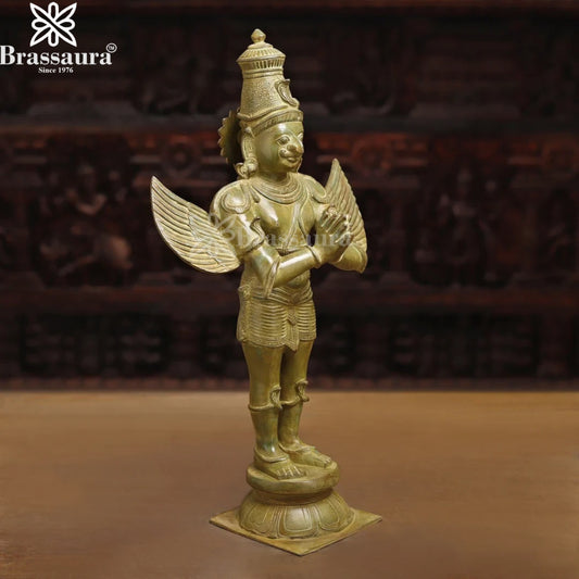 Brassaura™ Brass Garuda Idol – Height 22 Inches & Weight 9.37 Kgs | Temple Room & Worship Accent