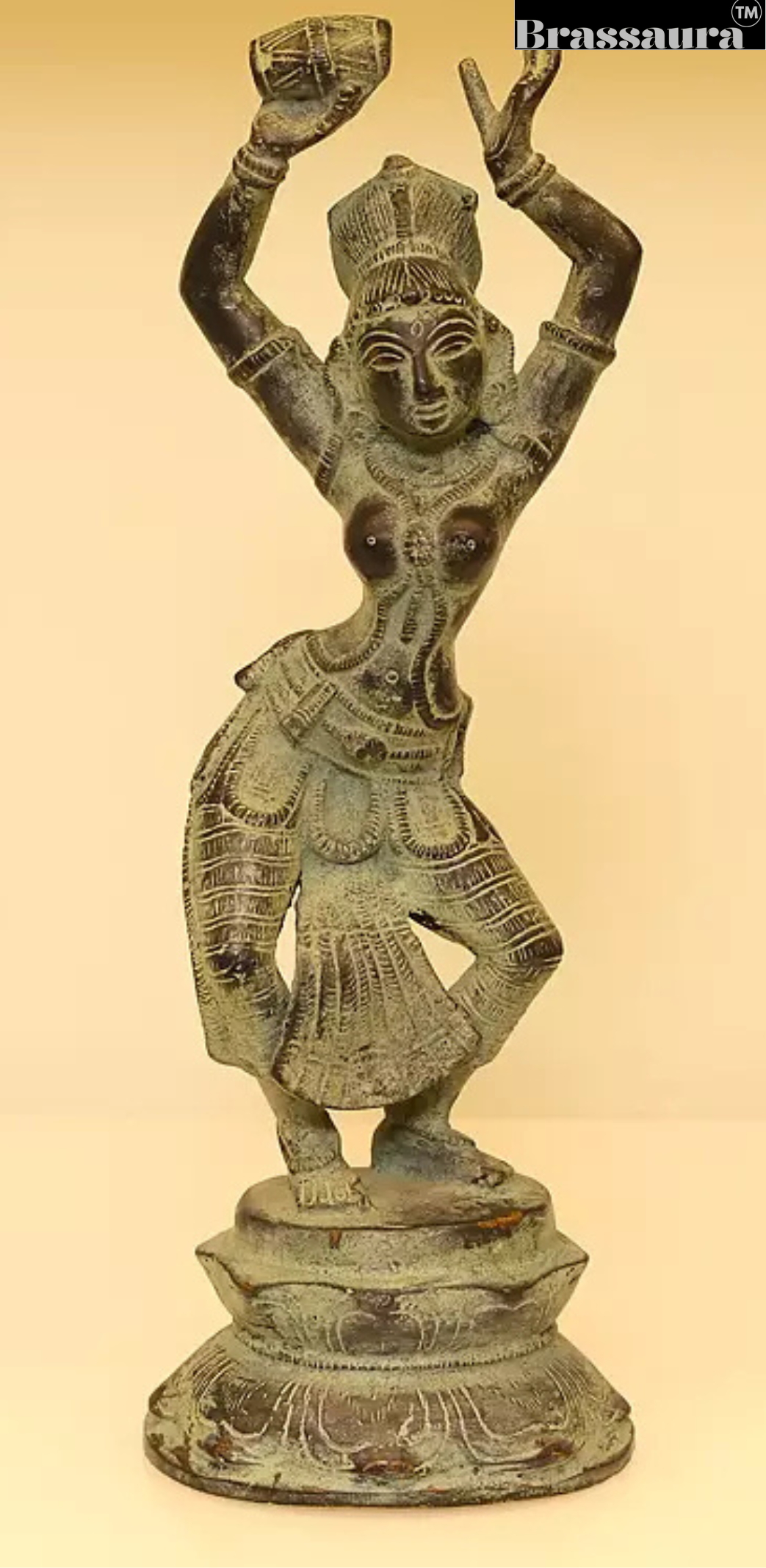 Brassaura™ Dancing Apsara Brass Statue – Height 11.61 inches | Weight 2.55 kgs