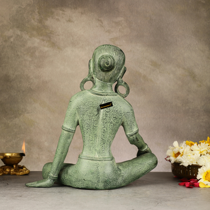 Brassaura™ Brass Seated Nepalese Green Tara Idol – Height 10.5 Inches | Weight 5 Kgs | Antique Patina Finish