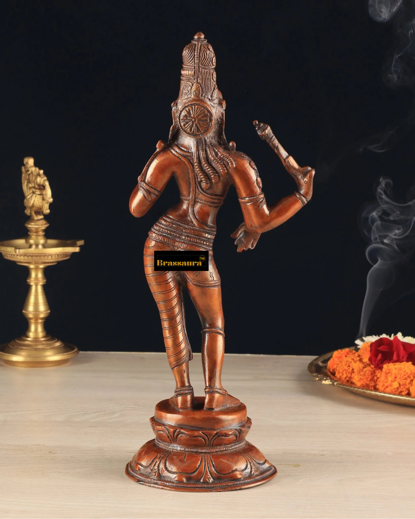 Brassaura™ Pure Brass Ardhanarishwara Idol – 12.5 Inch Height, 3.170 Kg Weight – Vintage Crafted Sculpture