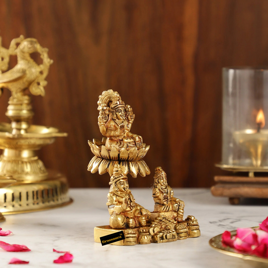 Brassaura® Brass Kuber Kunji Idol for Home & Decor | Kuber Statue for Good Luck – Diwali, Housewarming, Wedding, Navratri Gift | Height 5.5 inch