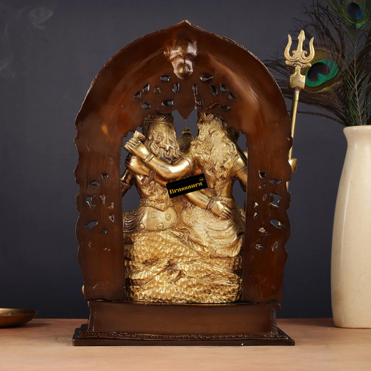 Brass Standard Shiv Parivar Idol for Home and Decor Weight 6.8 Kg Height 12 inch | Multi-Colour