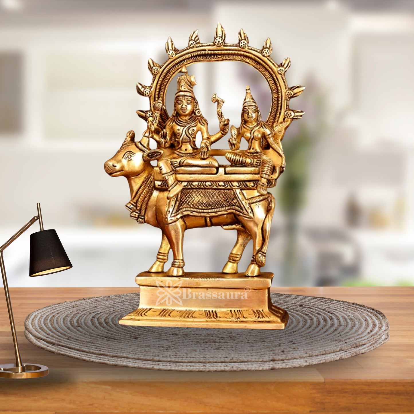 Brass Lord Shiv With Parvati & Nandi Statue Weight 4.8 Kg And Height 30 Inch