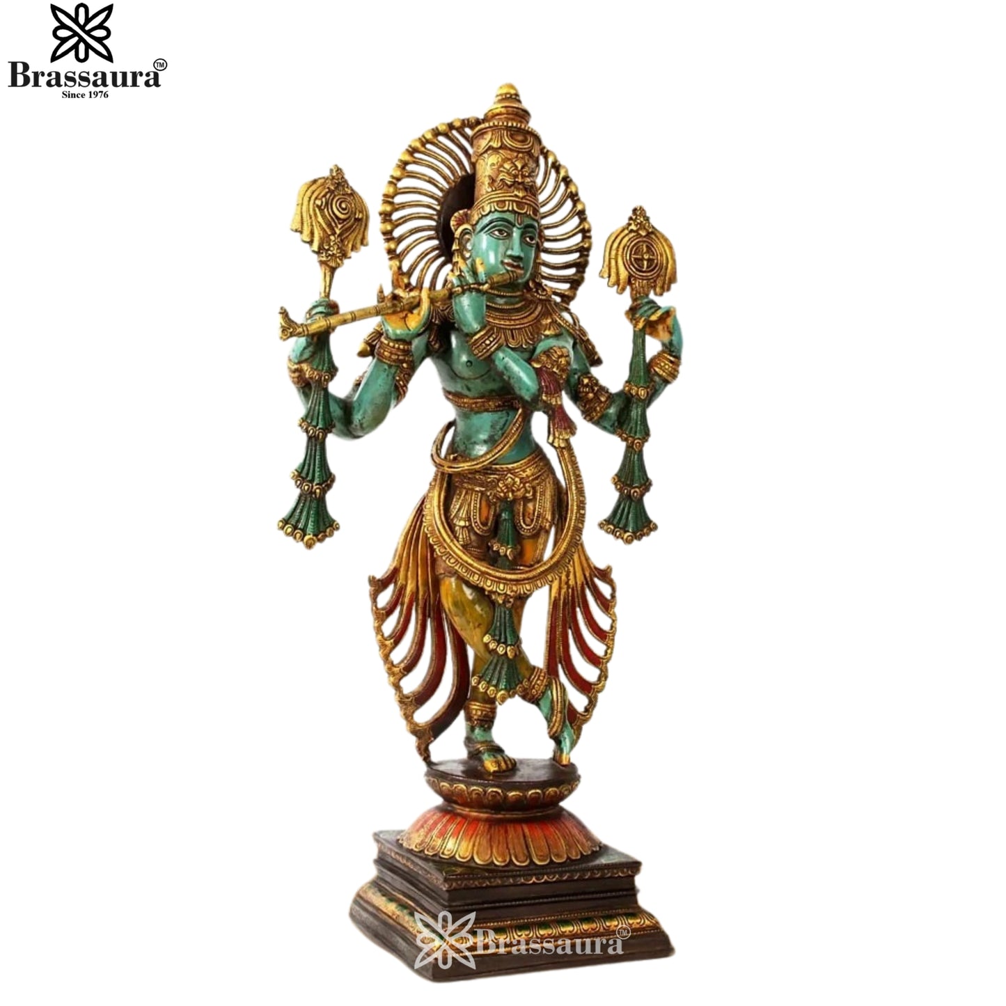 Brass Vintage Krishna Murti Weight 25.2 Kg And Height 31 Inch