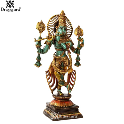 Brass Vintage Krishna Murti Weight 25.2 Kg And Height 31 Inch