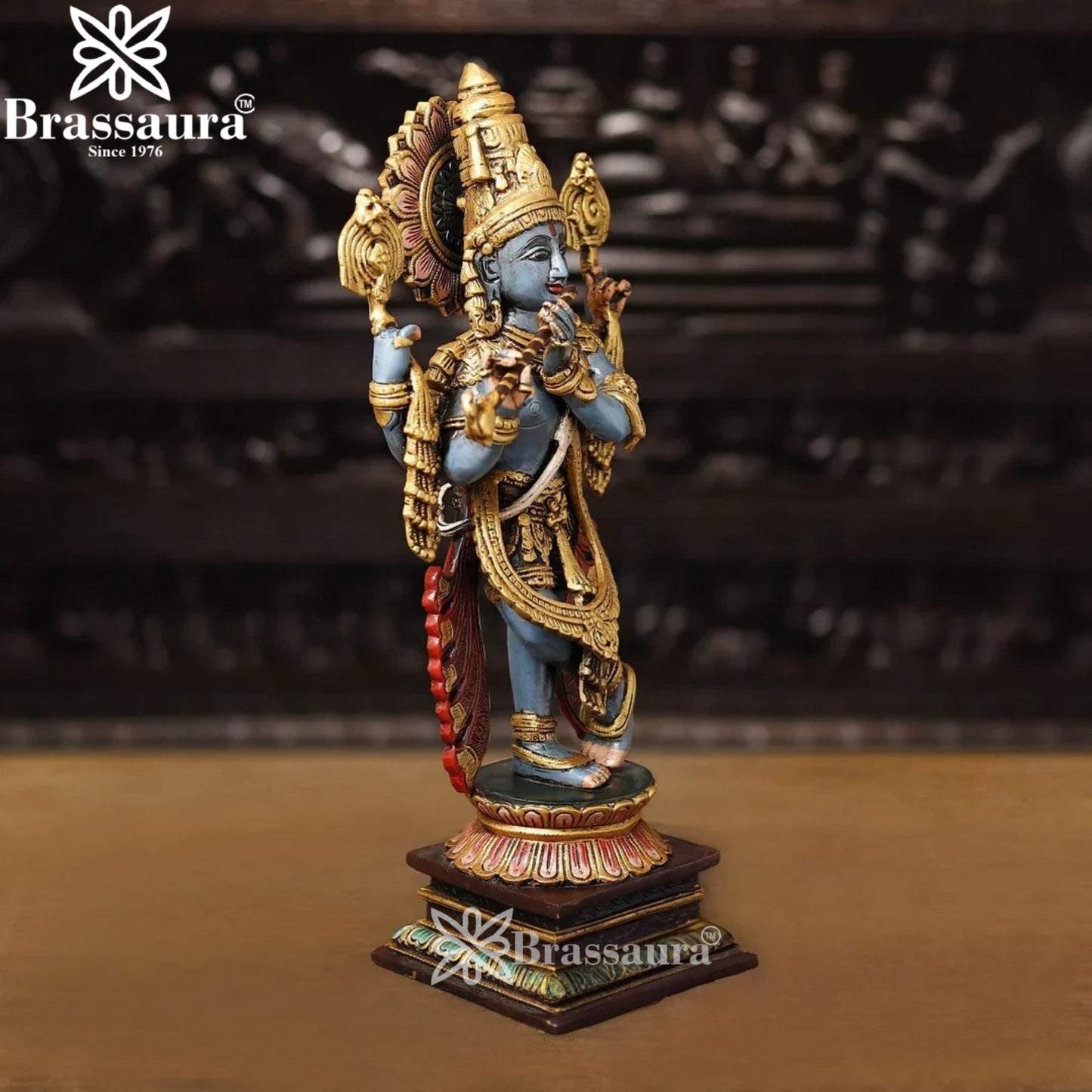 Brass Krishna Murti Weight 9.91 Kg And Height 19 Inch