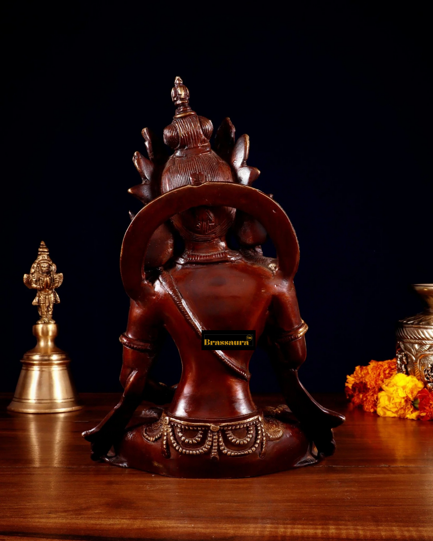 Brassaura™ Brass Chenrezig Statue – Height 10 Inches | Weight 3 Kgs | Dual Tone Finish