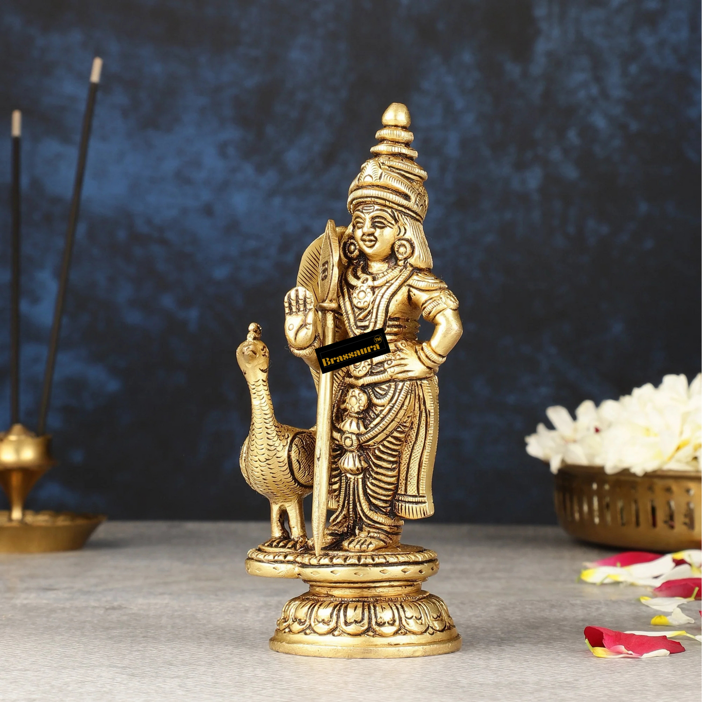Brassaura™ Pure Brass Balmurugan Idol – 6 Inches Height, 780 Grams – Handcrafted Spiritual Statue