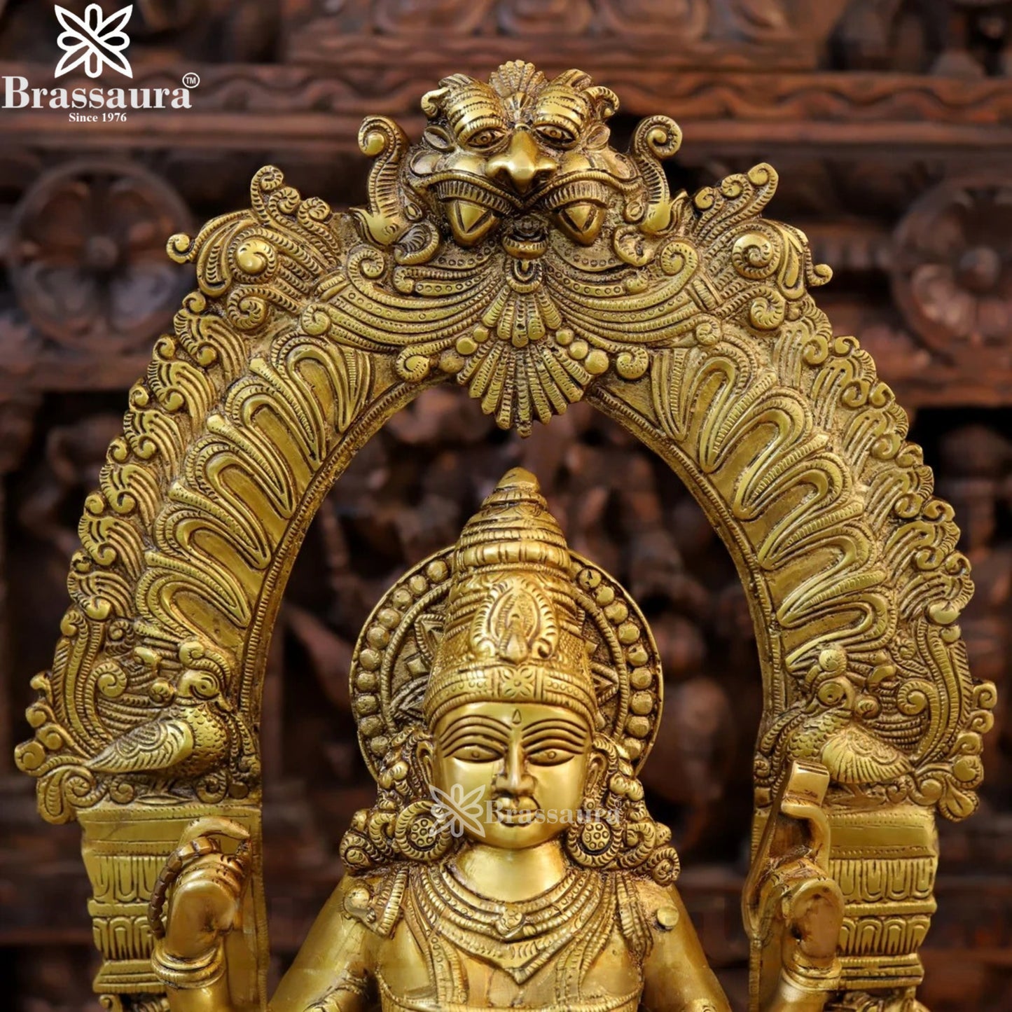 Brassaura™ Handcrafted Brass Laxmi Ganesha Saraswati Murti – Height 24 Inches & Weight 71.64 Kgs | Puja Room Idol
