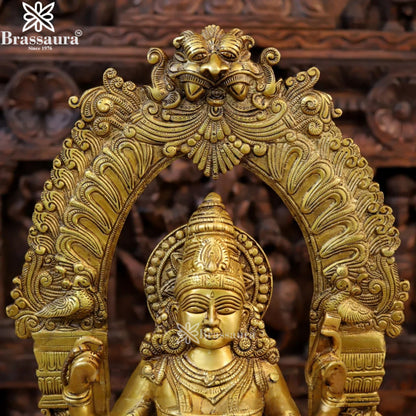 Brassaura™ Handcrafted Brass Laxmi Ganesha Saraswati Murti – Height 24 Inches & Weight 71.64 Kgs | Puja Room Idol